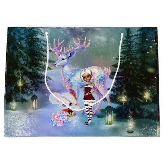 Prachtige fantasie rendieren groot cadeauzakje (Voorkant)