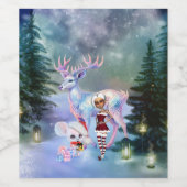 Prachtige fantasie rendieren wijn etiket (Enkel label)