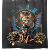 Prachtige fantasie steampunk kat. douchegordijn (Voorkant)
