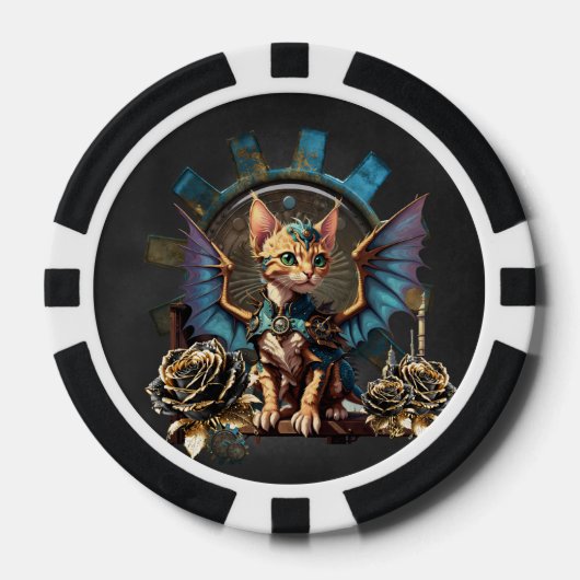 Prachtige fantasie steampunk kat. poker chips (Voorkant)