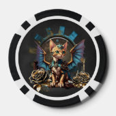 Prachtige fantasie steampunk kat. poker chips (Achterkant)
