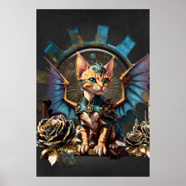 Prachtige fantasie steampunk kat. poster