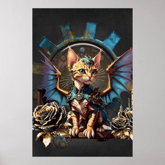 Prachtige fantasie steampunk kat. poster (Voorkant)