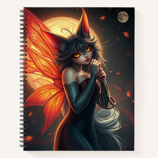 Prachtige Fantasy Cat Fairy Art Notitieboek (Voorkant)