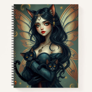 Prachtige Fantasy Cat Fairy Art Notitieboek