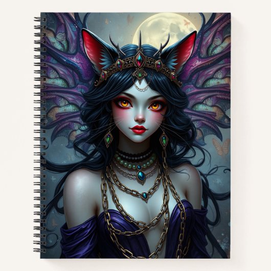 Prachtige Fantasy Cat Fairy Art Notitieboek (Voorkant)