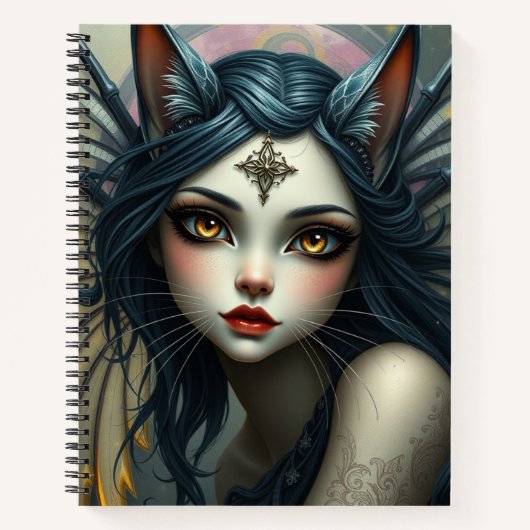 Prachtige Fantasy Cat Fairy Art Notitieboek (Voorkant)