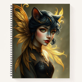 Prachtige Fantasy Cat Fairy Art Notitieboek