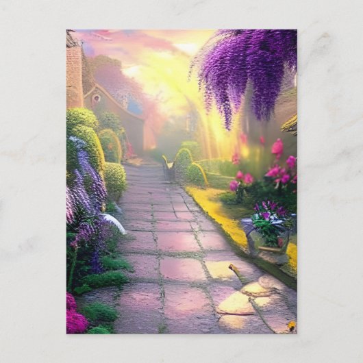 Prachtige Fantasy Cottage Garden Path Briefkaart (Voorkant)