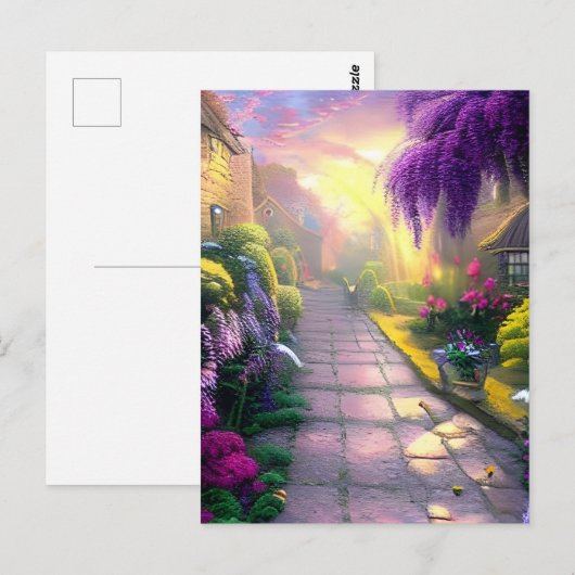 Prachtige Fantasy Cottage Garden Path Briefkaart (Voorkant / Achterkant)