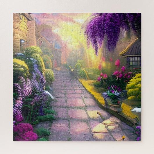 Prachtige Fantasy Cottage Garden Path Legpuzzel (Verticaal)
