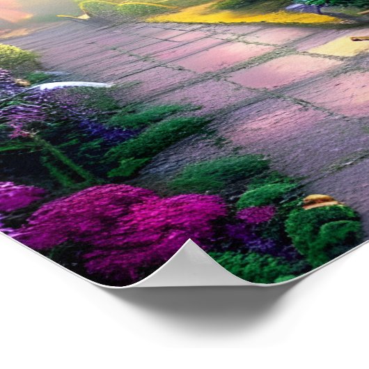 Prachtige Fantasy Cottage Garden Path Poster (Hoek)
