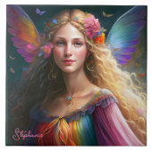 Prachtige Fantasy Rainbow Fairy Princess Tegeltje (Voorkant)