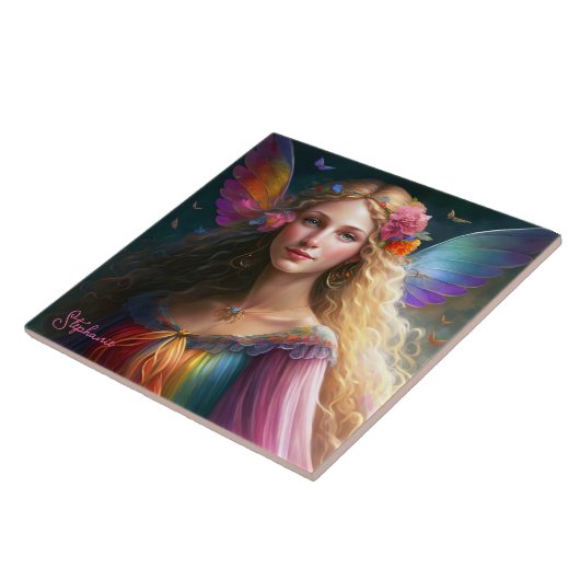 Prachtige Fantasy Rainbow Fairy Princess Tegeltje (Zijkant)