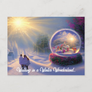 Prachtige Fantasy Snow Wereldbol Holiday Briefkaar Feestdagenkaart