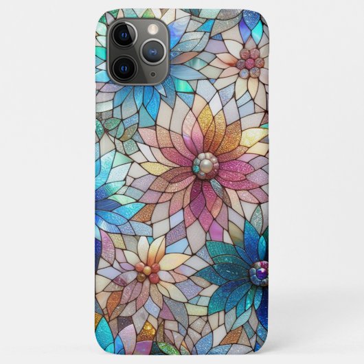 Prachtige faux iriserende glazen bloemenkunstpatro Case-Mate iPhone case (Achterkant)