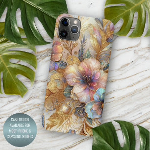 Prachtige faux iriserende glazen bloemenkunstpatro Case-Mate iPhone case