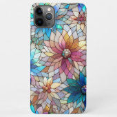 Prachtige faux iriserende glazen bloemenkunstpatro iPhone hoesje (Achterkant)
