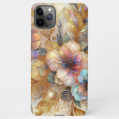 Prachtige faux iriserende glazen bloemenkunstpatro iPhone hoesje (Achterkant)