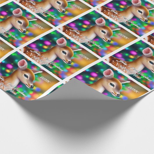 Prachtige Fawn Eerste Kerstmis Cadeaupapier (Hoek)