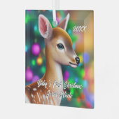 Prachtige Fawn Eerste Kerstmis Glas Ornament (Voorkant links)
