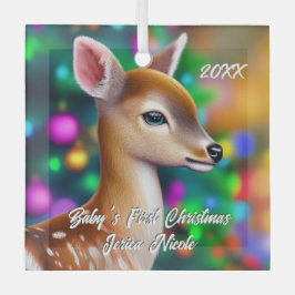 Prachtige Fawn Eerste Kerstmis Glas Ornament