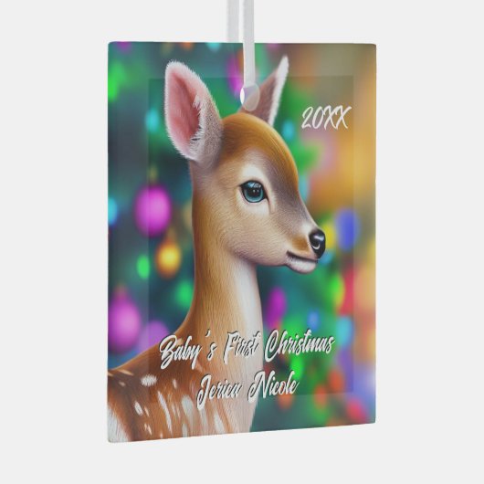 Prachtige Fawn Eerste Kerstmis Glas Ornament (Voorkant Rechts)