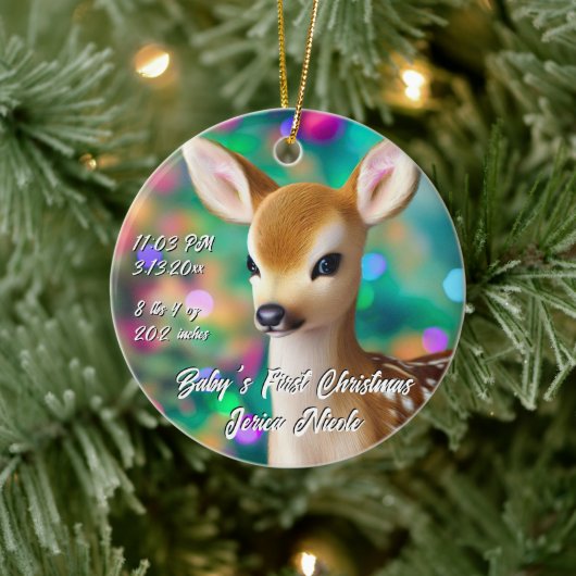Prachtige Fawn Eerste Kerstmis Keramisch Ornament (Boom)
