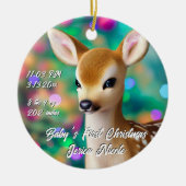 Prachtige Fawn Eerste Kerstmis Keramisch Ornament (Voorkant)