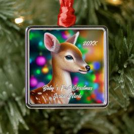 Prachtige Fawn Eerste Kerstmis Metalen Ornament