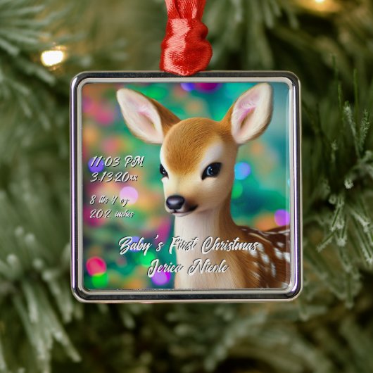 Prachtige Fawn Eerste Kerstmis Metalen Ornament (Boom)
