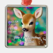 Prachtige Fawn Eerste Kerstmis Metalen Ornament (Voorkant)