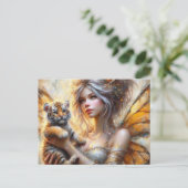 Prachtige fee en een tijgerwelpje briefkaart (Staand voorkant)