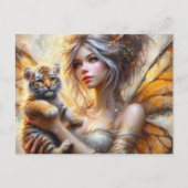 Prachtige fee en een tijgerwelpje briefkaart (Voorkant)