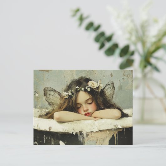 Prachtige fee slaapt in een  bad briefkaart (Staand voorkant)