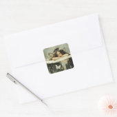 Prachtige fee slaapt in een bad vierkante sticker (Envelop)