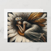 Prachtige fee slaapt op een bloem briefkaart (Voorkant / Achterkant)