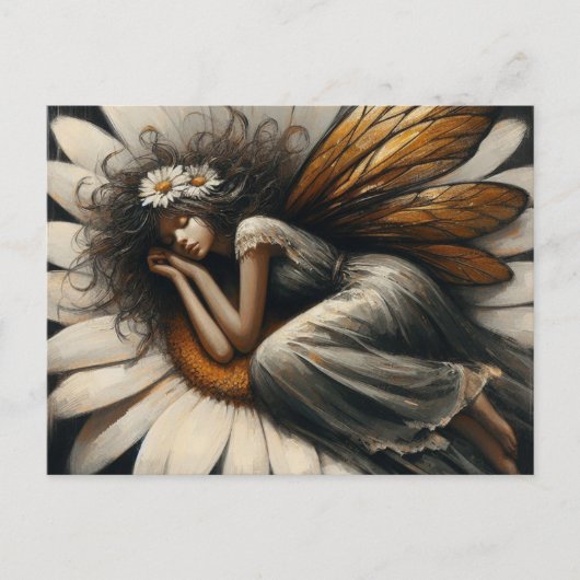 Prachtige fee slaapt op een bloem briefkaart (Voorkant)