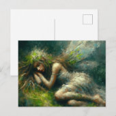 Prachtige fee slaapt op een mossy patch in het bos briefkaart (Voorkant / Achterkant)