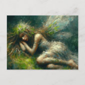 Prachtige fee slaapt op een mossy patch in het bos briefkaart (Voorkant)