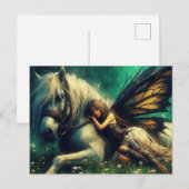 Prachtige fee slaapt op een paard briefkaart (Voorkant / Achterkant)