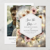 Prachtige Field Mason Jar bruiloft Save The Date (Voorkant / Achterkant)