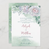 Prachtige fijne Waterverf Roos bruiloft Kaart (Voorkant / Achterkant)