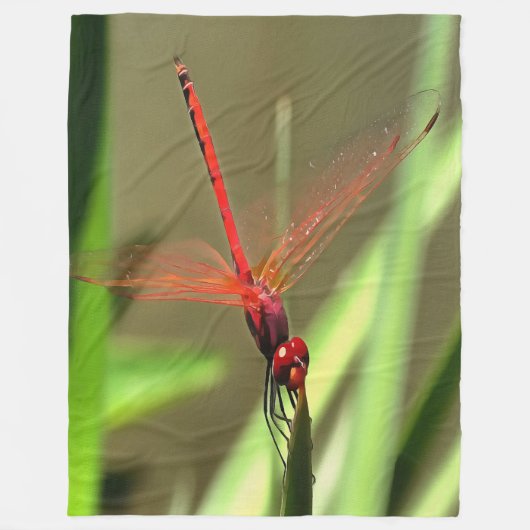 Prachtige firecracker Dragonfly Acrylverf Fleece Deken (Voorkant)