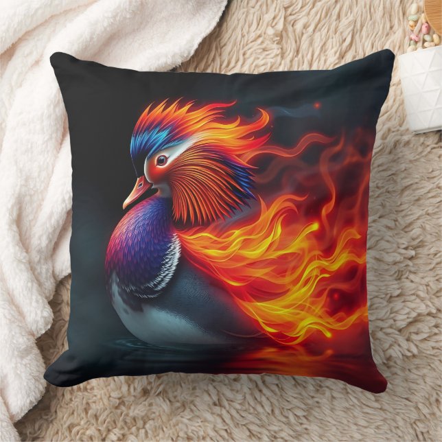 Prachtige Flame-boyant Firebird Hot Mandarin Duck Kussen (Deken)