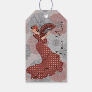 Prachtige Flamenco Dancer Floral Moederdag Cadeaulabel