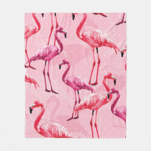 Prachtige Flamingo Bird Pink Seamless Pattern illu Fleece Deken
