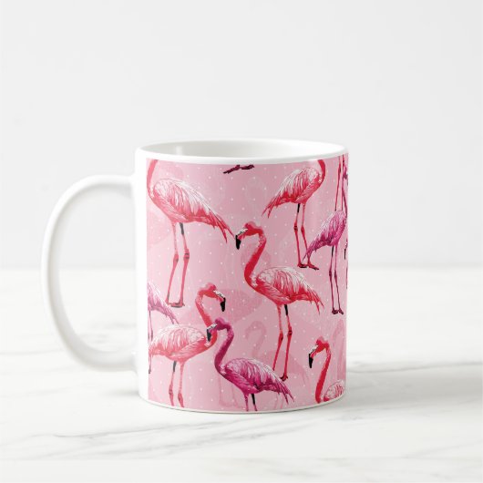 Prachtige Flamingo Bird Pink Seamless Pattern illu Koffiemok (Links)