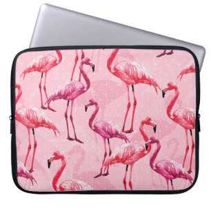Prachtige Flamingo Bird Pink Seamless Pattern illu Laptop Sleeve