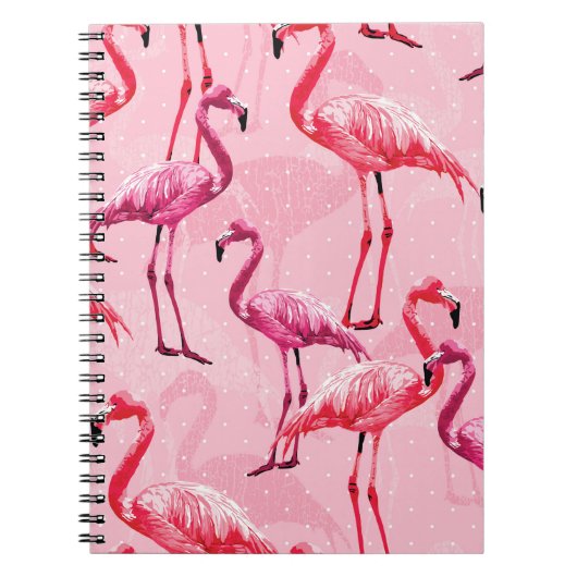 Prachtige Flamingo Bird Pink Seamless Pattern illu Notitieboek (Voorkant)